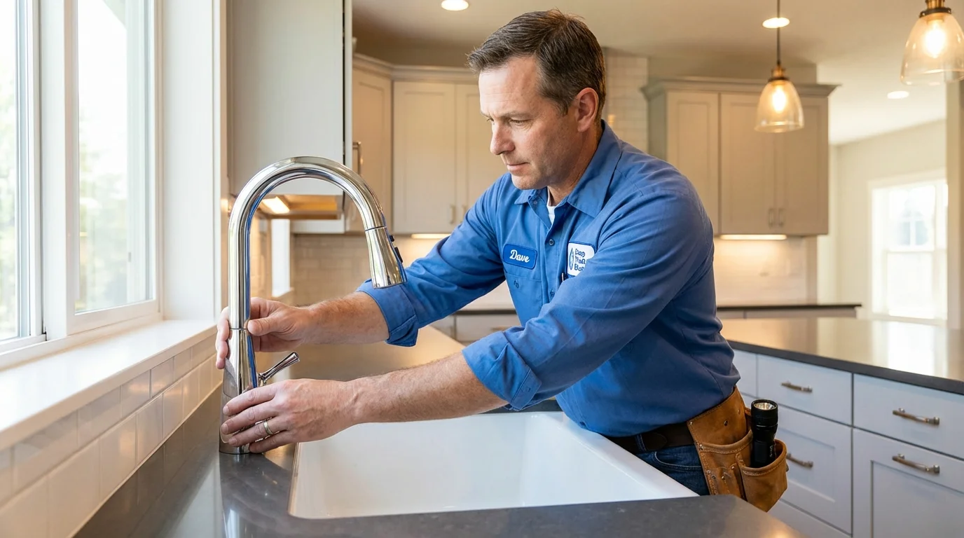 Kitchen faucet installation by Johns Plumbing LLC in Plympton